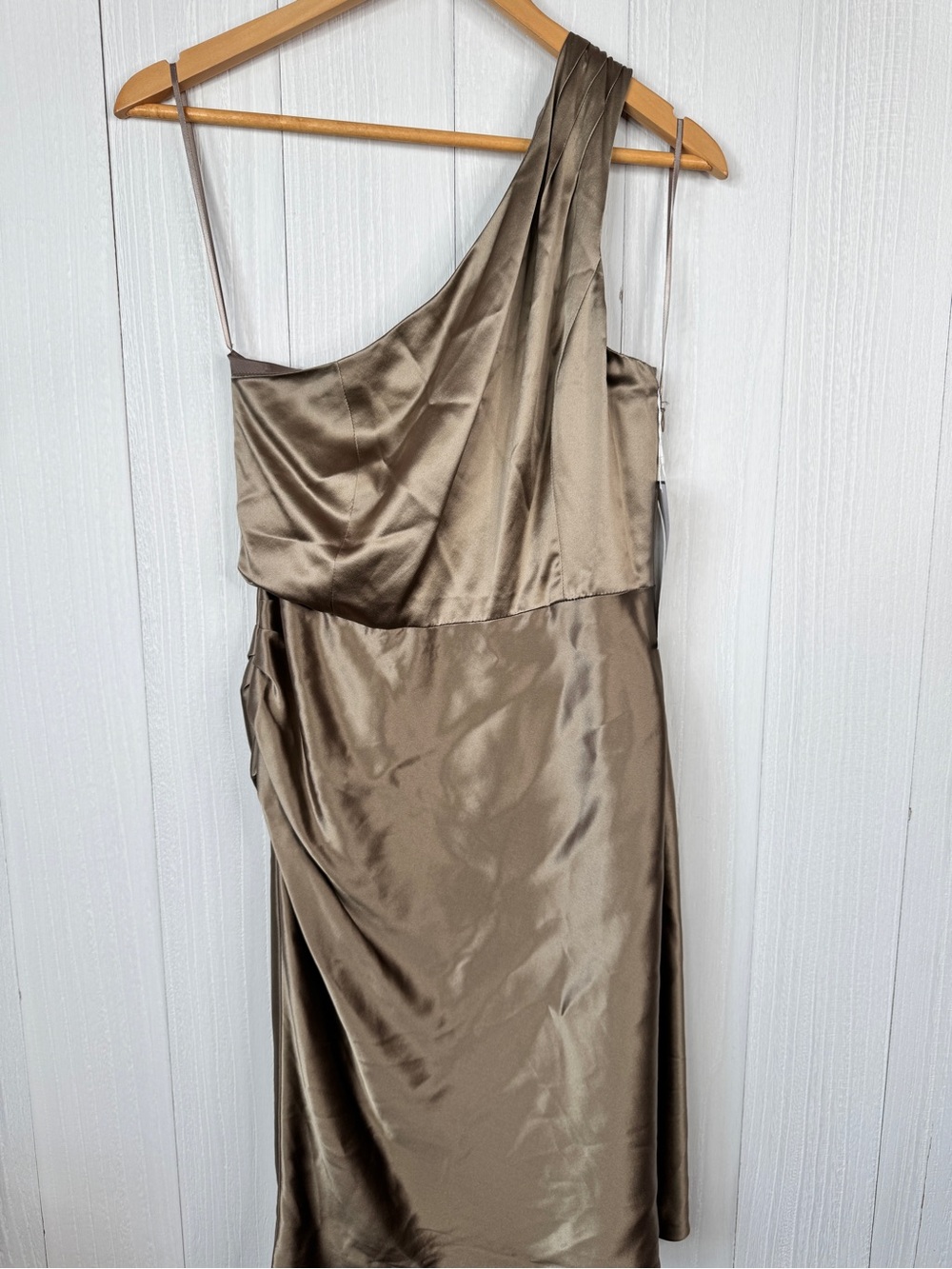 J. Crew One-Shoulder Silk Dress in Mushroom 4